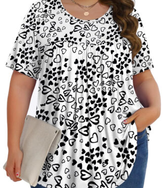 Fantaslook Womens Plus Size Tops Tunic Short Sleeve Shirts Floral Blouses Loose Summer Tops