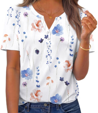 Fantaslook Womens Blouses Dressy Casual Tops Summer Short Sleeve V Neck Shirts Business Work Blouses