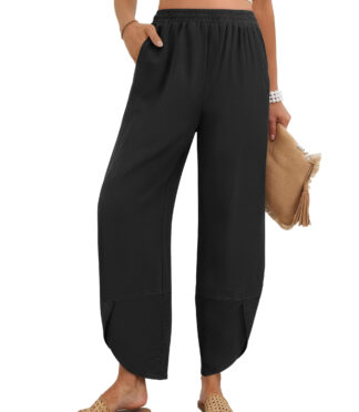 Fantaslook Capri Pants for Women Wide Leg Sweatpants Harem Palazzo Baggy Pants with Pockets