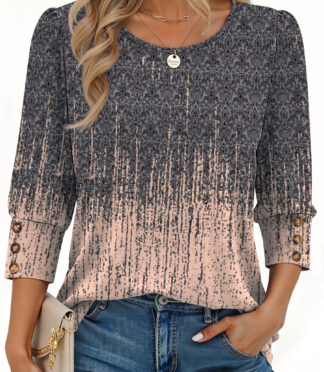 Fantaslook Womens Tops 3/4 Sleeve with Buttons Dressy Casual Blouses Summer Shirts Beach Vacation Trendy Clothes